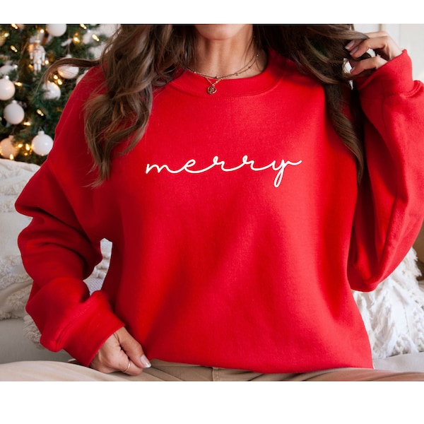 Merry Sweatshirt, Merry Crewneck, Merry Sweater, Christmas Sweatshirt for Women, Christmas Crew, Xmas Sweater, Holiday Crewneck, Xmas Shirt