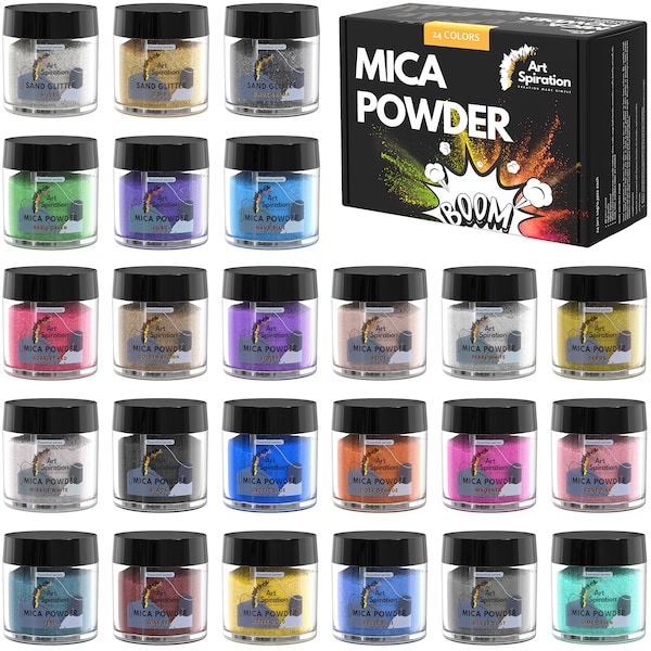 Mica Powder Set: 24 Epoxy Resin Pigments for Art, Soap, and Cosmetics