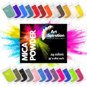 Mica Powder for Epoxy Resin - Art Set for Resin Epoxy - for Soap Making, Nail Polish, Lip Gloss, Eye Shadow, Slime & Candle Jars - 5g X 24