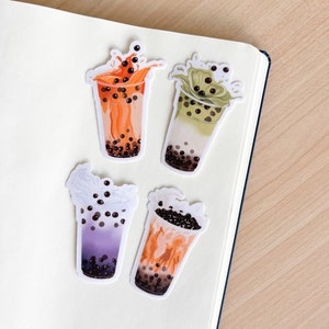 boba bubble tea stickers | water resistant vinyl sticker, journal, planner, laptop, phone