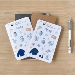 Hoja de pegatinas con temática de invierno / pegatinas para bullet journal, planificador, álbum de recortes, acogedor, país de las maravillas invernal