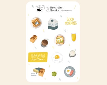 breakfast sticker sheet | bullet journal, stickers, planner, scrapbook, memo, food stickers