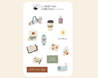 self care sticker sheet | bullet journal, stickers, planner, scrapbook, memo