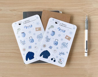 winter themed sticker sheet | bullet journal stickers, planner, scrapbook, cozy, winter wonderland