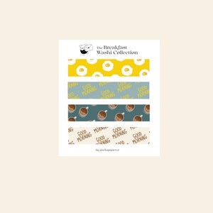 Juego de pegatinas washi con diseño de desayuno, para diario, pegatinas, planificador, álbum de recortes, notas