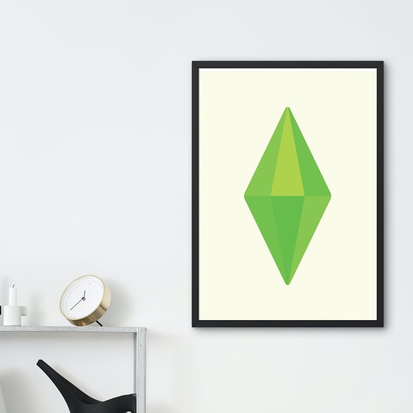 Plumbob Sims Poster - Instant Digital Download Minimalist Gamer Gaming Set-up Game Room Decor Gift for Girls