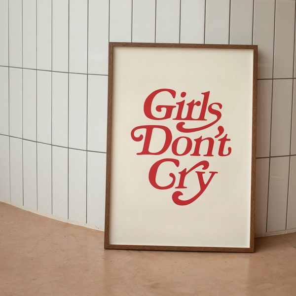 Girls Don't Cry Digital Print Retro Wall Art Trendy Pink Printables Aesthetic Poster Retro Poster Retro Groovy Aesthetic Decor Colorful