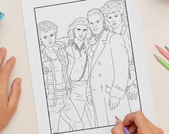 8 Coloring Pages 80s Vampire Aesthetic Coloring for Adults | Lost Boys Retro Gothic Horror Printable PDF