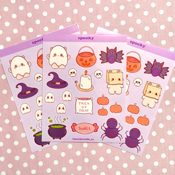 Spooky Sticker Sheet | Spooky Cats Sticker Sheet | Halloween Sticker Sheet | Spooky Stickers | Bujo Stickers | Planner Stickers |