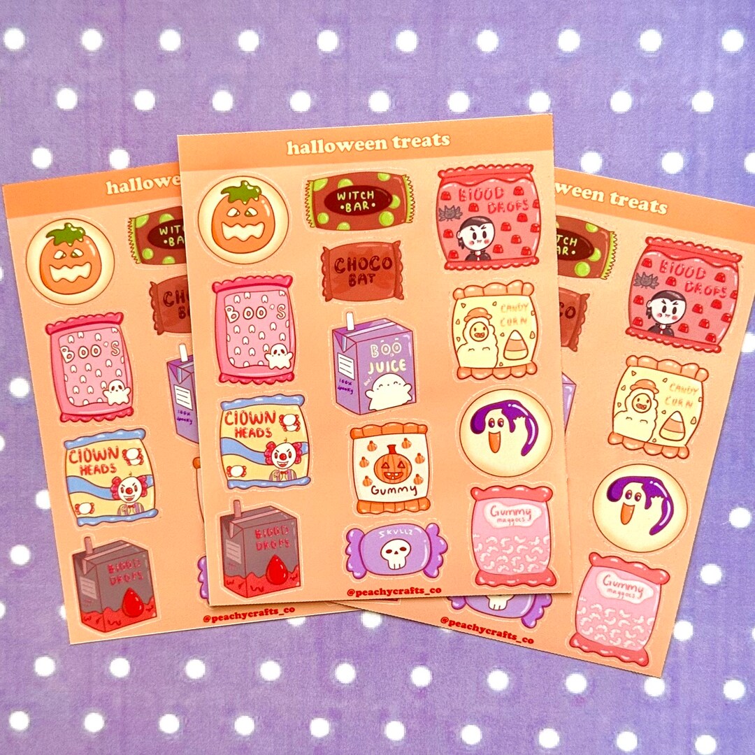 Halloween Treat Sticker Sheet Halloween Candy Sticker Sheet Halloween