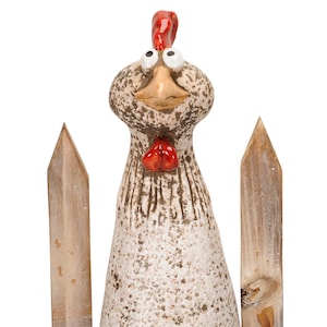 Ceramiczny płot, figurka ogrodzenia dla kurczaków, słupek, stołek, kurczaki, ogród, ceramika, kogut