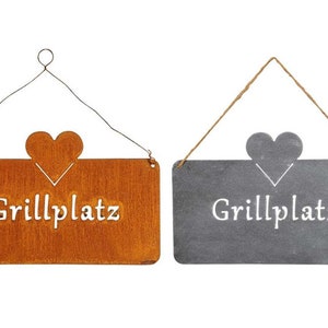 Barbecue area metal sign – rust or iron – garden sign barbecue corner