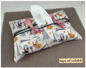 Housse de lingettes humides faite main, jolie idée cadeau - chiens français, design Paris et chiots, nouveau bébé, parent, propriétaire de chien, cadeau Pretty Home