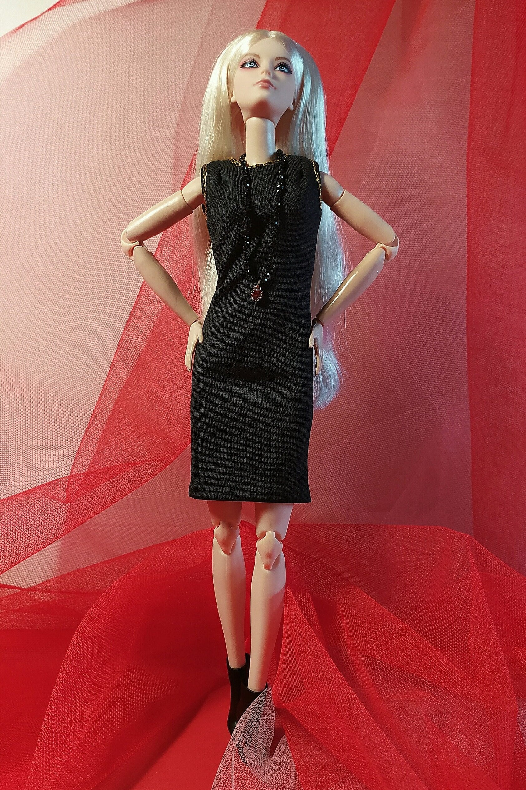 PROTOTYPE Black Dress for 12" Barbie Style Doll. Black Dress With Gold  Embroidery for Barbie Doll. - Etsy