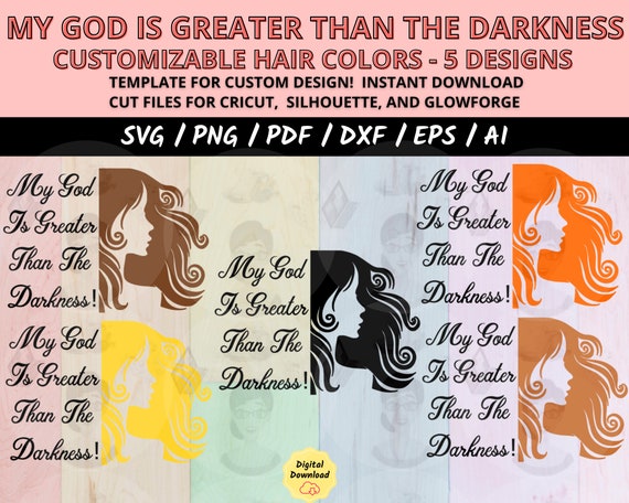 Inspirational My God Is Greater Than Bundle, DXF Cut Files for Christian Crafts, SVG Printable Art for Cricut & Silhouette Religious Project
