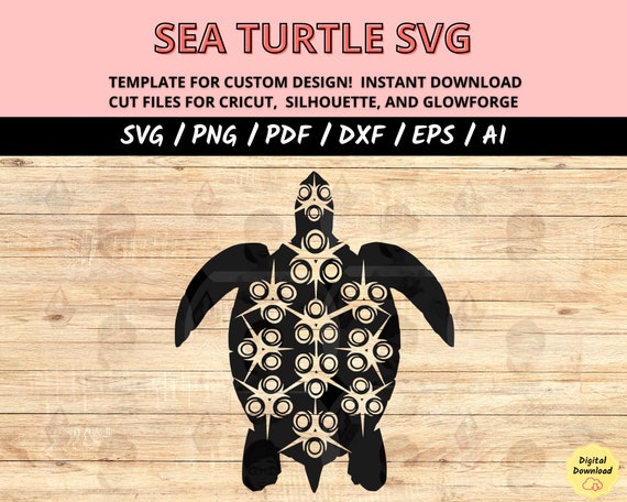 Sea Turtle SVG, Island Tortoise SVG and DXF Laser Cut Files Bundle, Tropical Animal Craft Designs for Cricut & Silhouette, Ocean and Island