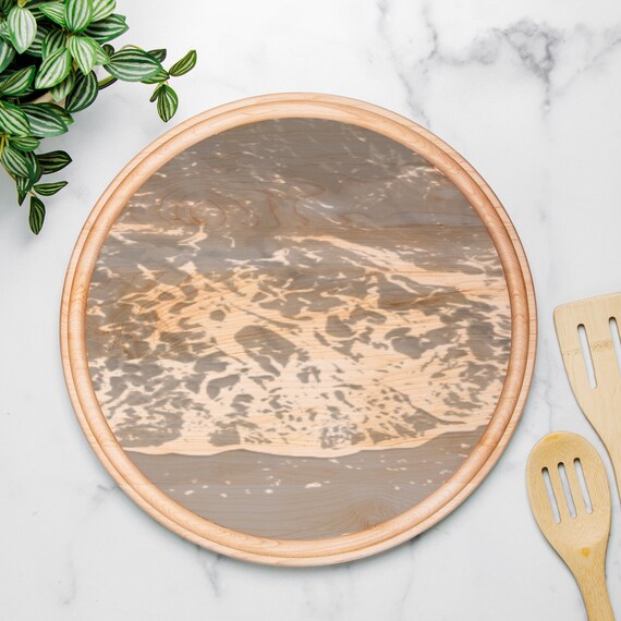 Ocean Waves Wood Cutting Board, Beach Charcuterie Board, Coastal Kitchen Decor, Rustic Wood Serving Tray, Perfect Gift for Beach Lovers