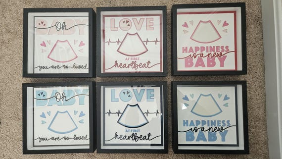 3D Baby Shadow Boxes, layered ultrasound shadow box frame, 3D Layered baby ultrasound designs, new baby gift, new baby present, home decor