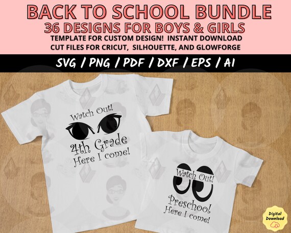 Back to School Watch Out Here I Come Eyes SVG Bundle, Cute Eye Designs for Kids, Cricut & Silhouette Cut Files, School Year Craft Projects