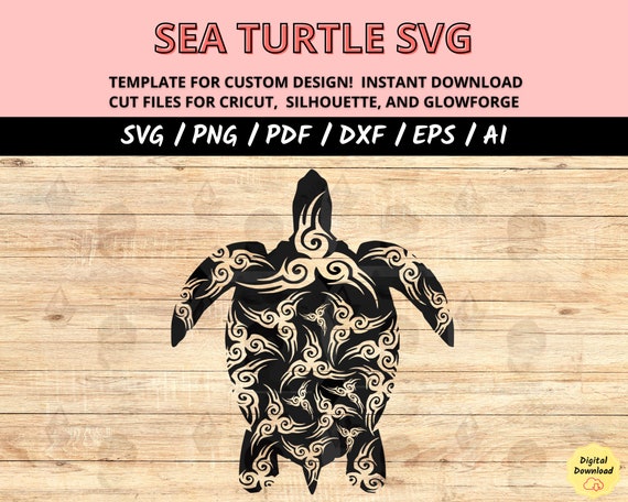 Island Tortoise SVG and Sea Turtle SVG with DXF Laser Cut Files, Nautical Beach Animal Bundle for Cricut & Silhouette, Ocean Craft Design