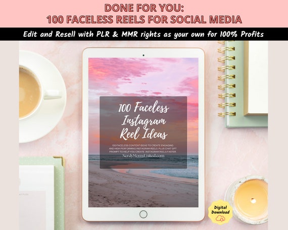 Done For You 100 Faceless Reel Videos with MRR, Aesthetic instagram tik tok videos Master Resell Rights, Faceless Instagram Story Templates
