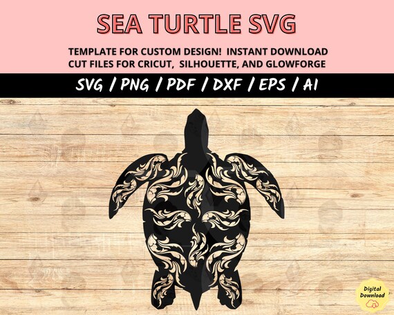 Sea turtle svg, island tortoise svg & dxf laser cut file, nautical island turtle png designs, summer turtle svg Cricut cut files, sea animal
