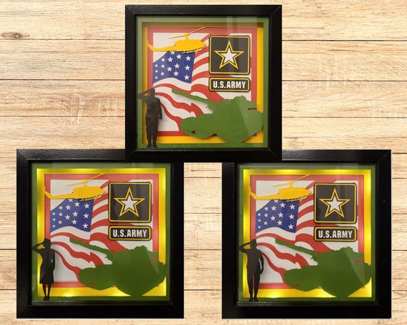 US Soldier 3D Layered Military Designs, Soldier Silhouette Light Box SVG, Layered Paper Cut Template for Cricut and Glowforge, home decor
