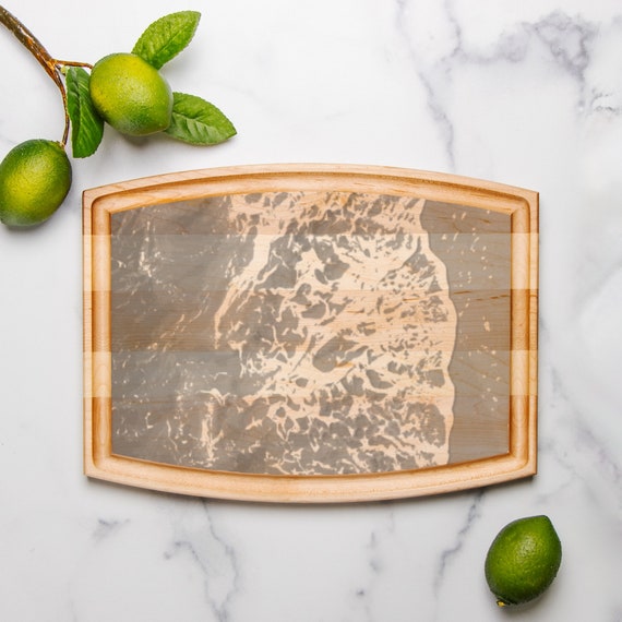 Ocean Inspired Wooden Cutting Board, Beach Charcuterie Serving Tray, Rustic Kitchen Decor, Coastal Entertaining Accessory and Gift Idea
