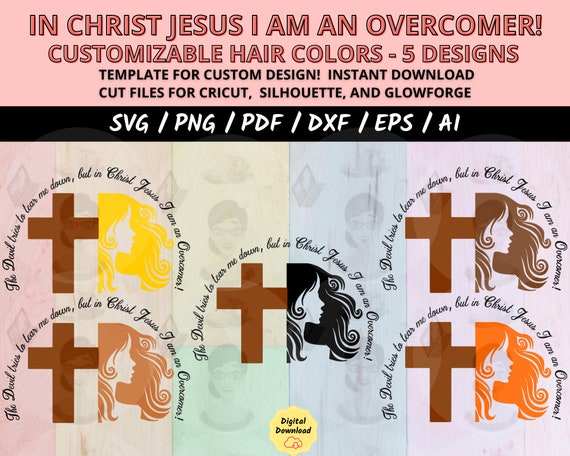 Faith-Based SVG Bundle, In Christ Jesus I Am An Overcomer SVG, Inspirational Bible Verse Cut Files, Cricut Silhouette Religious Quotes