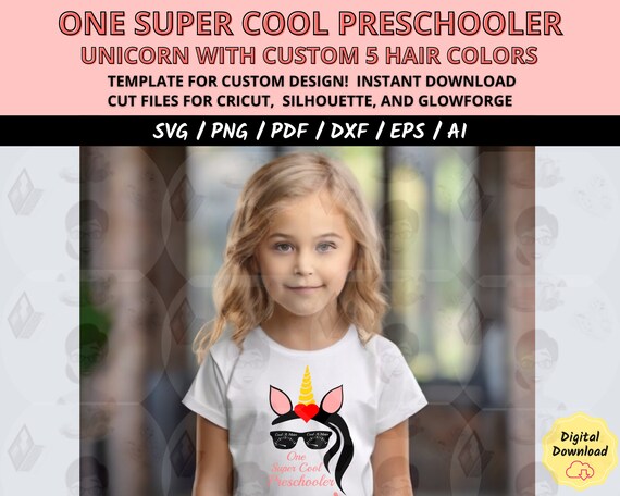 One Super Cool Preschooler Girl SVG, First Day of School Cut File, Kid Shirt Design, Cricut Silhouette PNG, Back to School SVG Printable