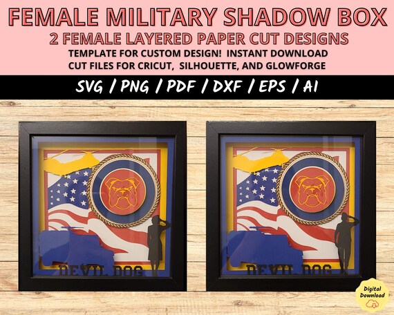3D Female Soldier SVG, Military Woman Layered Shadow Box Template, Paper Cut Light Box SVG for Cricut & Silhouette, Circut Craft Projects