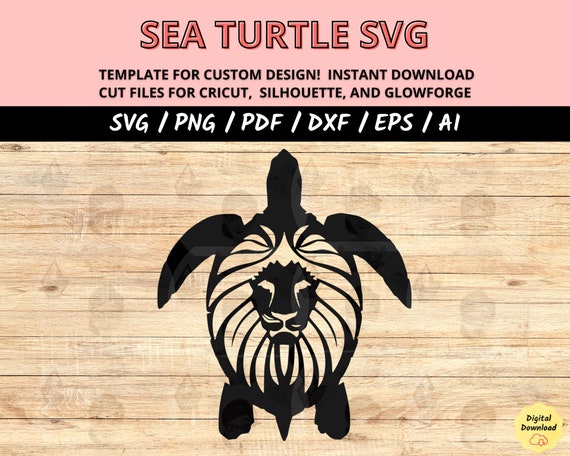 Sea Turtle SVG and Island Tortoise SVG with DXF Laser Cut Files, Tropical Ocean Animal Craft Designs for Cricut & Silhouette, Beach Projects