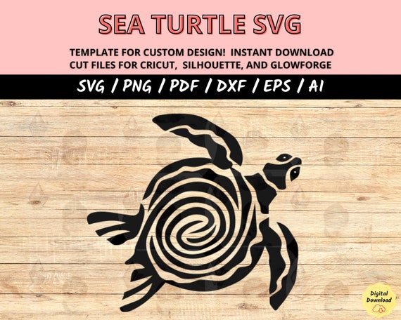 Sea Turtle SVG, Island Tortoise SVG and DXF Laser Cut Files Bundle, Tropical Ocean Animal Designs for Cricut & Silhouette, Beach and Island