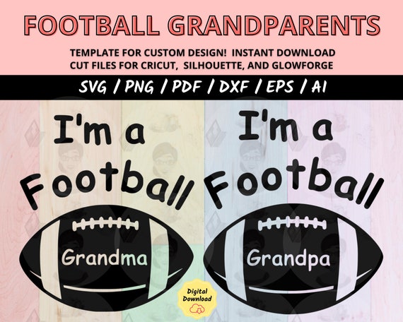 Grandpa Football SVG and Grandma Football SVG Bundle, Cricut & Silhouette Cut Files for Family Game Day Shirts, Sports Fan, Tailgate Apparel