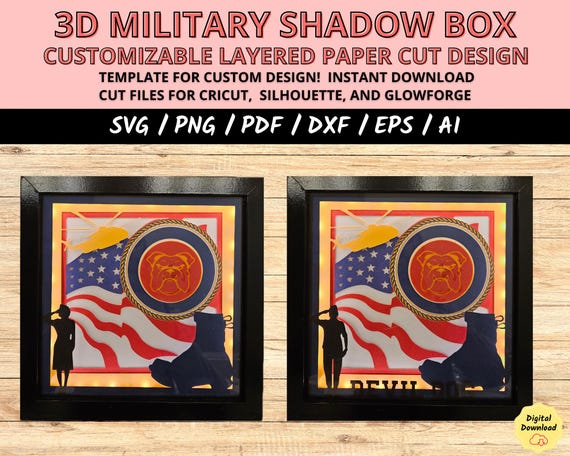 Female Military Shadow box svg, military woman svg, female veteran gift, US military svg, armed forces gift, veteran military light box