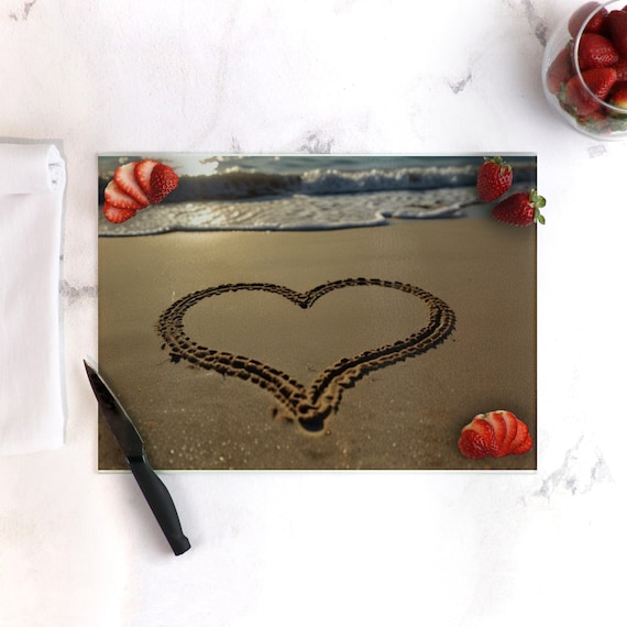 Ocean Waves Tempered Glass Cutting Board, Coastal Kitchen Decor, Durable Glass Chopping Board, Beach House Kitchen Accessory Gift