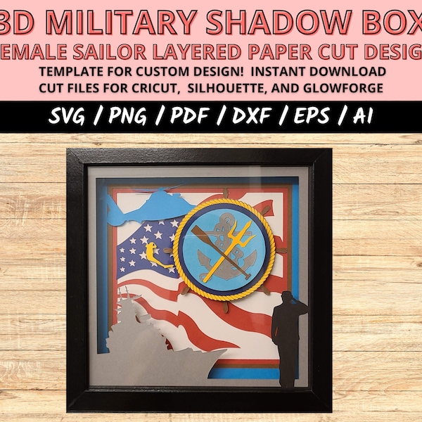 Layered military shadow box cut file, naval shadow box svg, military veteran armed forces gift, 3D sailor light box template Layered military shadow box cut file, naval shadow box svg, military veteran armed forces gift, 3D sailor light box template
