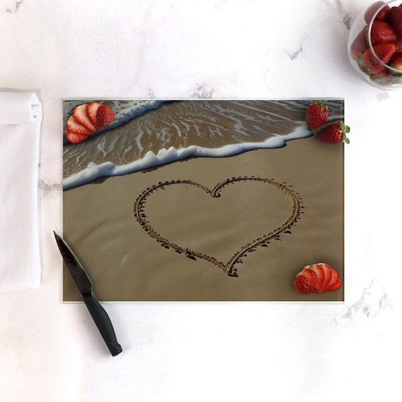 Ocean Waves Tempered Glass Cutting Board, Coastal Kitchen Decor, Durable Glass Chopping Board, Beach Inspired Kitchen Accessory