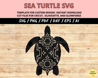 Sea turtle svg, island tortoise svg & dxf laser cut file, nautical island turtle png designs, summer turtle svg Cricut cut files, sea animal