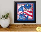 Police Shadowbox Svg File Template Layered Design Paper Cut Light Box Cricut Digital Download Service Dog Memorial Gift Law Enforcement