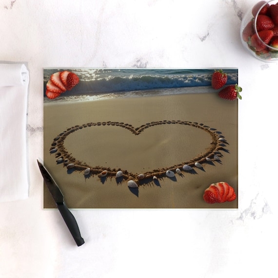 Ocean Waves Tempered Glass Cutting Board, Coastal Kitchen Decor, Durable Glass Chopping Board, Beach Inspired Kitchen Accessory Gift