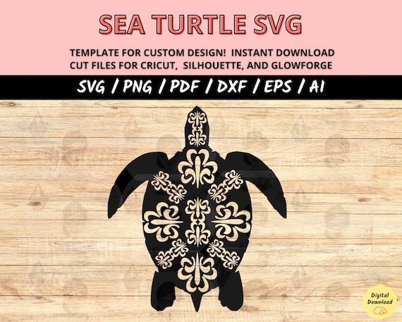Sea Turtle and Island Tortoise SVG Bundle, DXF Laser Cut Files for Cricut & Silhouette, Beach Animal Designs, Nautical Craft Cut Files