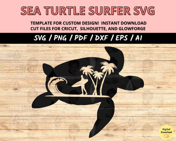 sea turtle surfer svg, island tortoise svg & dxf laser cut file, island surfer turtle png designs, summer turtle svg Cricut cut files
