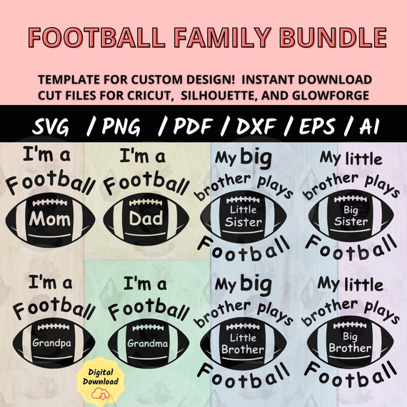 Football Family SVG Cut Files for Cricut, Silhouette Game Day Shirt Designs, Sports Fan Family Bundle, Tailgate Party Printable SVG Art