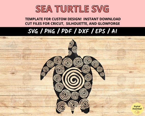 Sea Turtle SVG, Island Tortoise SVG & DXF Laser Cut Files, Tropical Ocean Animal Designs for Cricut and Silhouette, Beach and Island Project
