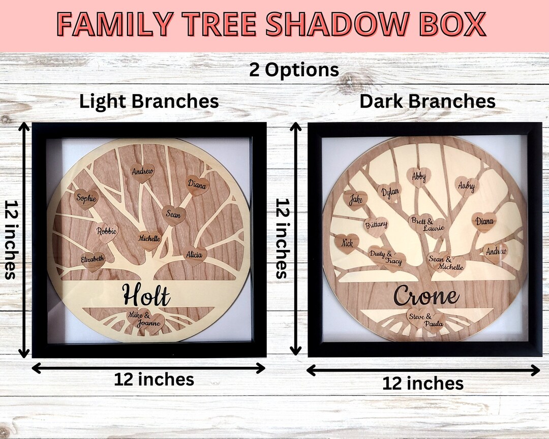 Personalized Wooden Family Tree Plaque, Custom Engraved Family Name ...