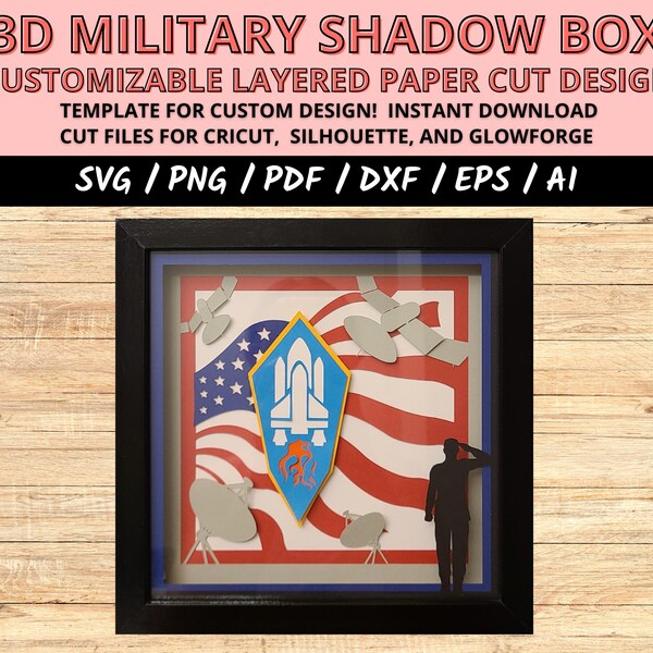 US Military Guardian Svg, Military Shadow Box svg, military gift, armed forces gift, paper cut light box, 3D light box, light box template