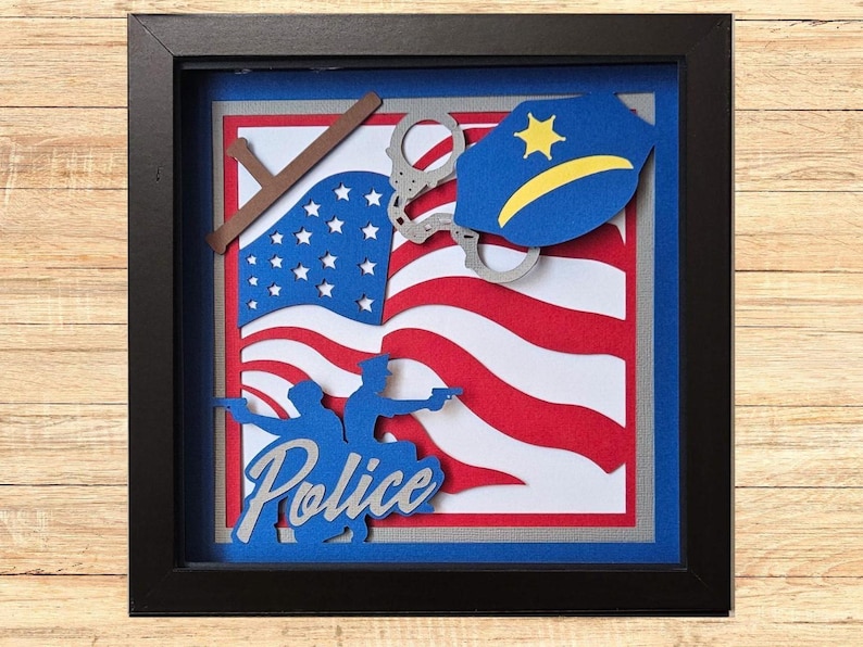 Police Shadow Box Svg File Cutting Template Layered Design Paper Cut ...