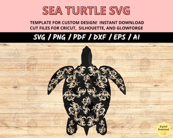 Island Tortoise SVG and Sea Turtle SVG Bundle, DXF Laser Cut Files for Cricut & Silhouette, Nautical Ocean Animal Craft Designs for Beach