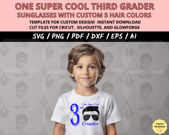 First Day of School Shirt Design, Teacher Gift PNG, One Super Cool 3rd Grade Boy SVG, Super Cool Kid SVG, Cricut Silhouette Cut File